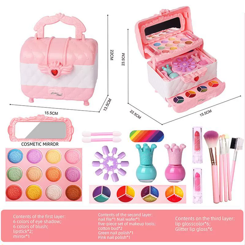 Handheld set for makeup, makeup box, toy for princess, makeup primer, lipstick for manicure, (Cross-border trading), Amazon