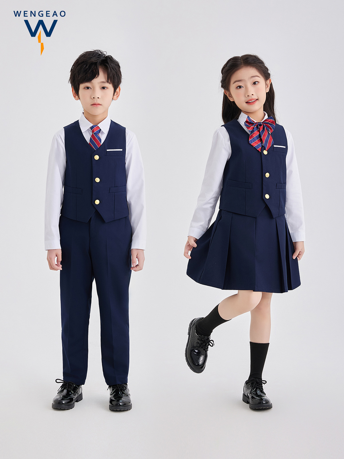 子供用英国風スーツセット、幼稚園制服、春用クラス制服、シャツ、小学生制服、カレッジスタイル