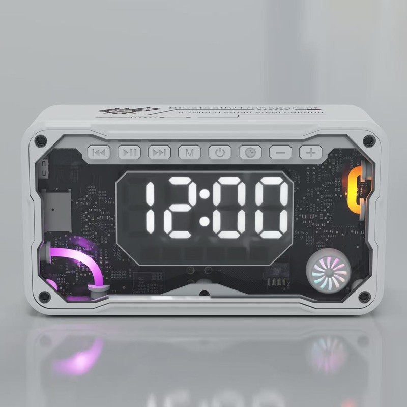 国境を越えた新製品 V3 透明メカ RGB 照明ポータブルデスクトップ目覚まし時計オーディオ小型鋼砲 Bluetooth スピーカーギフト|undefined