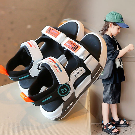 Children's Sandals Boys 2024 Summer New Fashionable Soft Bottom Non-slip Boys Middle and Big Kids Casual Trendy Beach Shoes