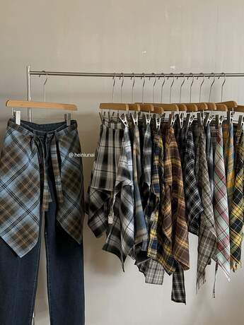 Trendy and Unique Layered Plaid Skirt for Women, 2025 Autumn New High-Waisted Tie Versatile A-Line Short Skirt