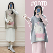 实拍孕妇装毛衣马甲两件套大码针织背心外穿坎肩秋冬时尚洋气套装