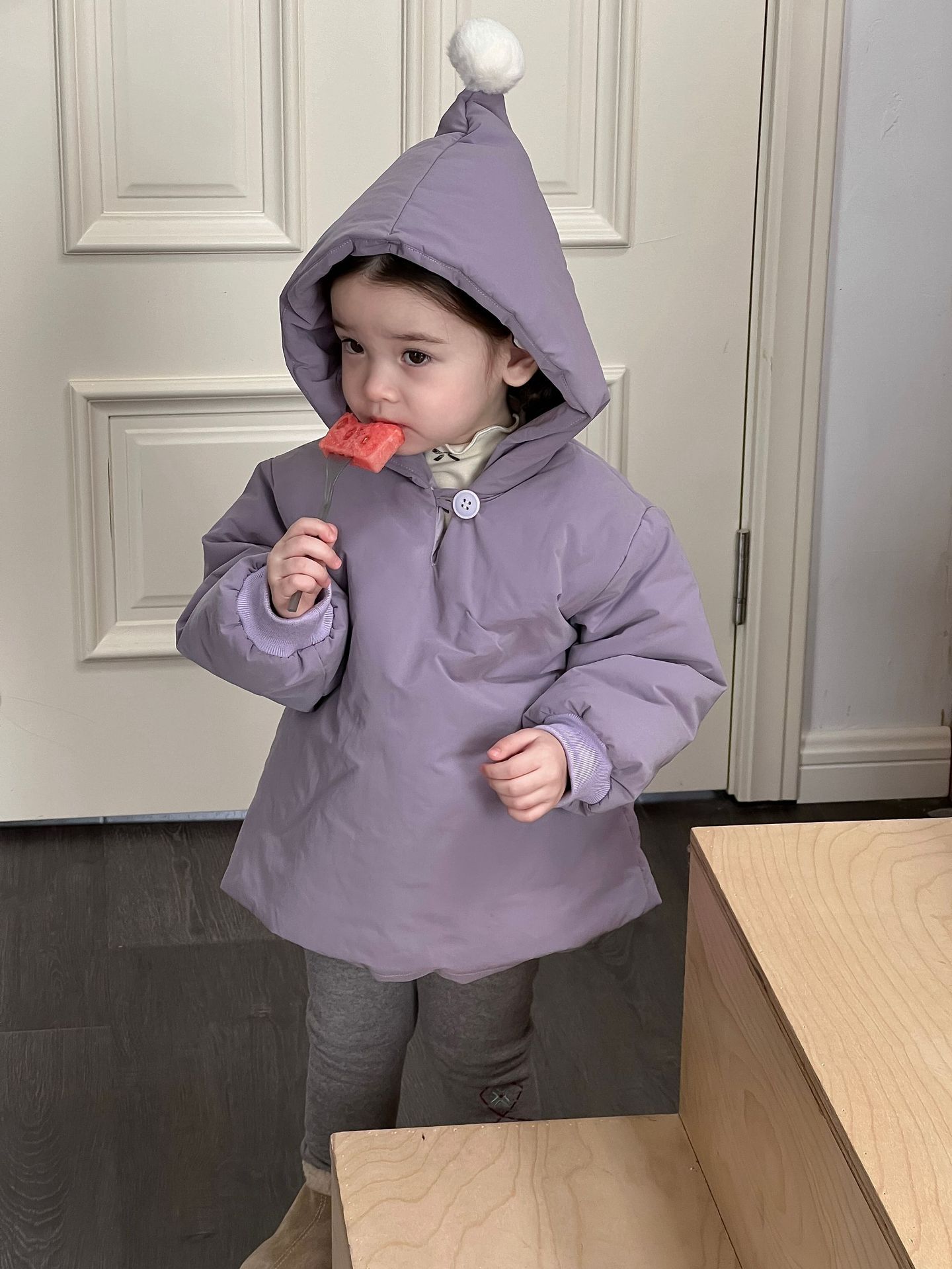 now b. baby girl baby western style quilted solid color personalized coat christmas princess wear sweet girls‘cotton-padded clothes