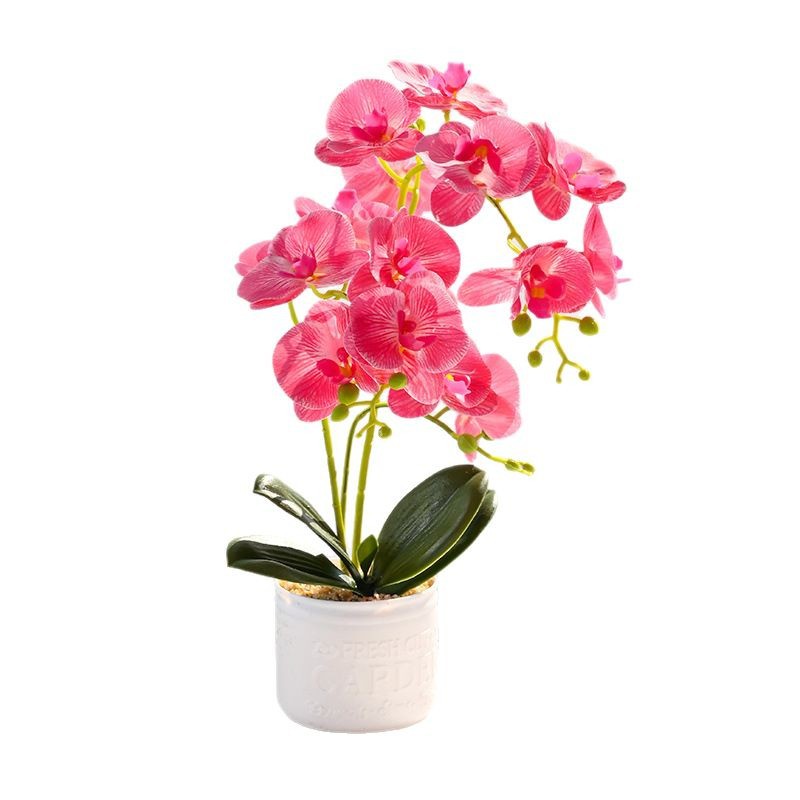 15 flores Phalaenopsis en maceta flores artificiales moda creativa decoración de flores adornos artificiales plantas verdes simulación pequeño bonsái