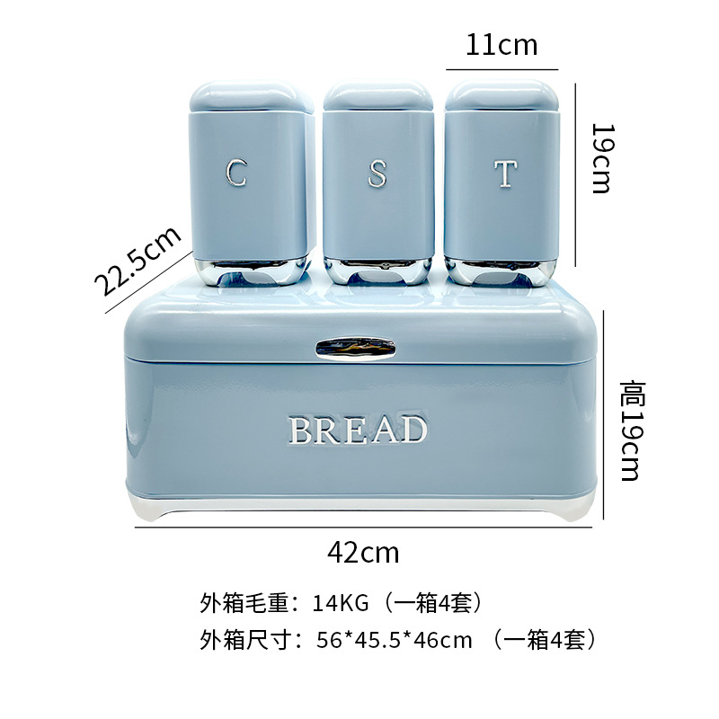 Caja de pan europea y americana transfronteriza Caja de pan retro para el hogar con caja de almacenamiento cuadrada plegable Caja de hierro Tanque de almacenamiento de cocina