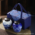 锡盖陶瓷茶叶罐高端送礼布袋礼盒装手提袋商务个人茶叶罐包装送礼