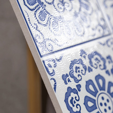 中式中国风蓝色青花瓷艺术花片花砖300背景墙阳台防滑卫生间瓷砖
