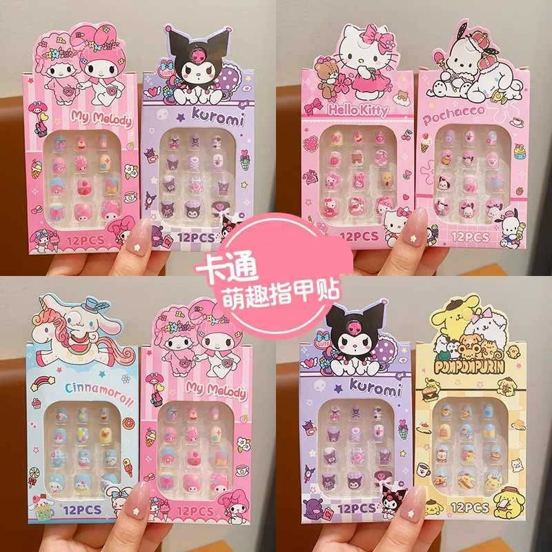 Детские наклейки для ногтей Kuromi, съемные милые наклейки для девочек, мультяшные наклейки для ногтей, оптом