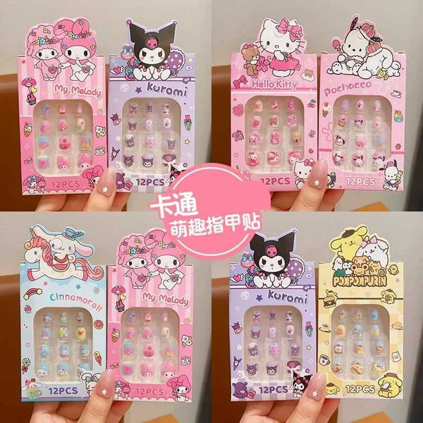 Children's Wearable Nail Stickers Kuromi Girls' Removable Cute Nail Stickers Cartoon Toy Nail Stickers Wholesale