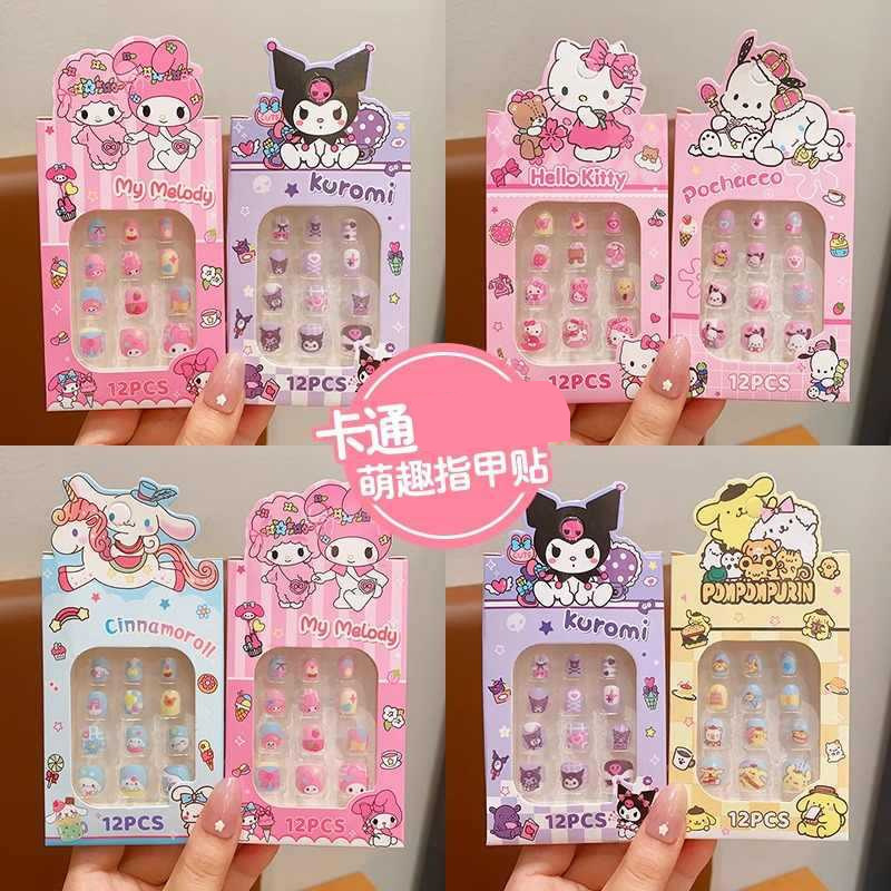 Children's Wearable Nail Stickers Kuromi Girls' Removable Cute Nail Stickers Cartoon Toy Nail Stickers Wholesale