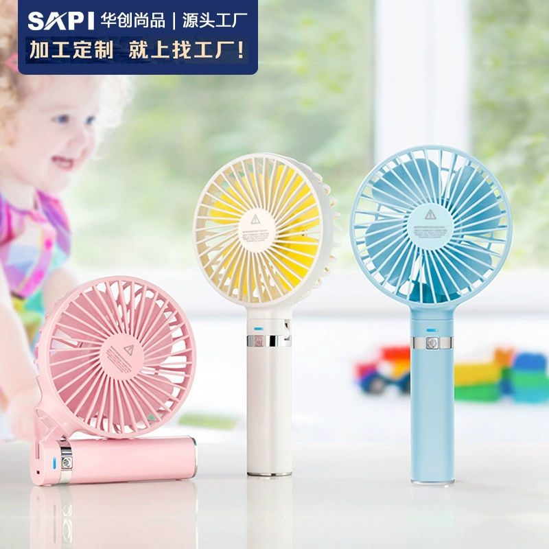 Folding handheld small air fan, LED lights with light, new collection