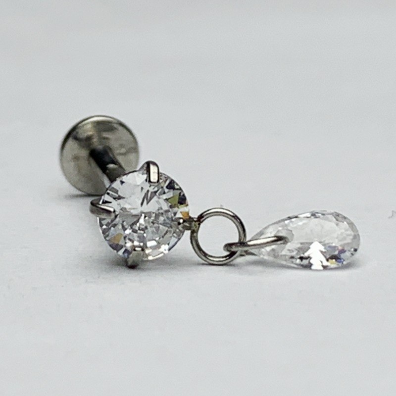 Grenzüberschreitender Lippenpiercing-Stecker aus Edelstahl mit Innengewinde und Zirkonia in Herz-, Quadrat-, Pentagramm- und runder Form_voghion.com