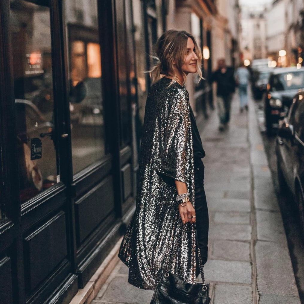 2025 Европейские и американские трансграничные весенние новинки Amazon AliExpress модный вечерний кардиган с пайетками для женщин