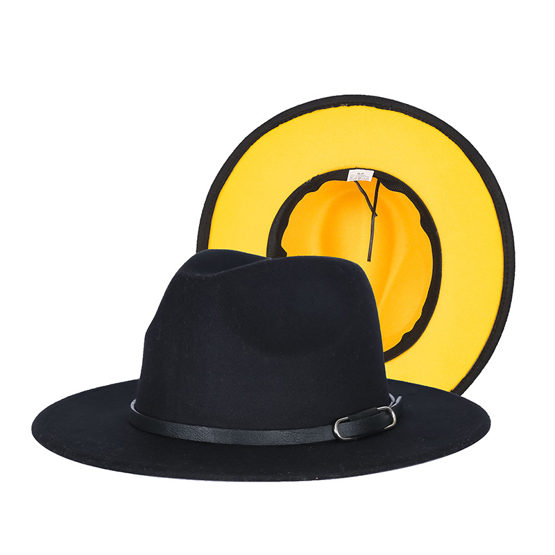 Sombrero de copa otoño e invierno europeo y americano británico contraste color moda Jazz sombrero simple popular color a juego fábrica personalización al por mayor