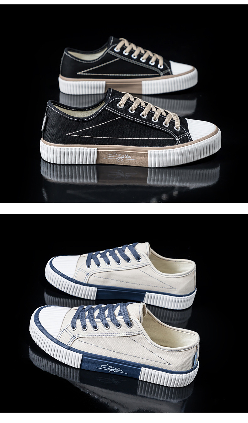 Canvas men's biscuit shoes, 2024 autumn new Korean version versatile Harajuku ulzzang breathable student ins board shoes_voghion.com