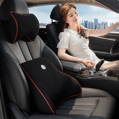 Car memory foam headrest lumbar support car pillow lumbar pillow cervical neck pillow car Four Seasons interior supplies wholesale (Headrest) - black-with-red-edge-headrest