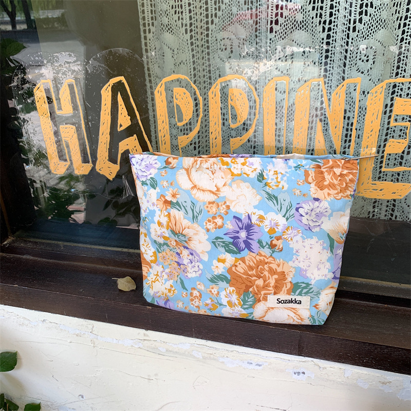 3432 artístico fresco floral bolsa de cosméticos de algodón japonés embrague Portátil Bolsa de almacenamiento bolsa de lápiz labial
