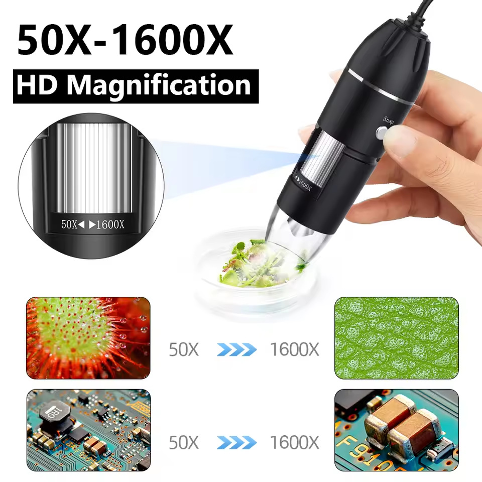 Microscopio 3 en 1 1600x microscopio electrónico digital tipo-c Android cámara de microscopio de ordenador USB
