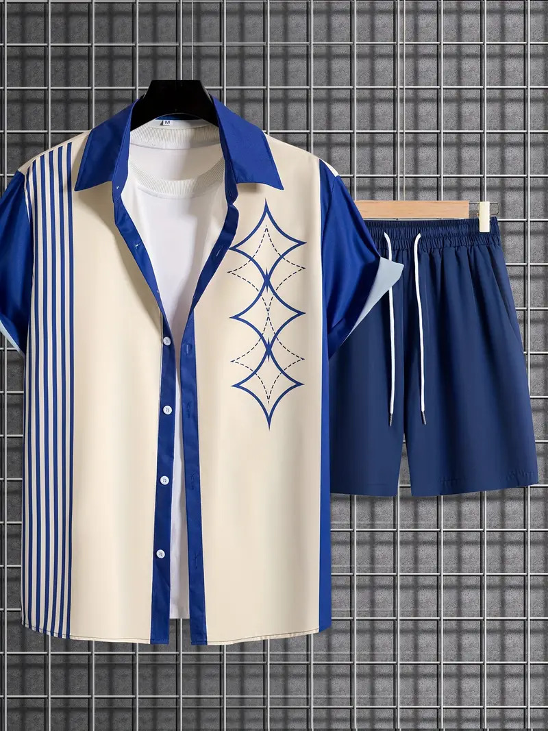 Comercio exterior europeo y americano nuevo estilo 2024 nueva tendencia de la moda tridimensional camisa de manga corta pantalones cortos traje MB1 MA1