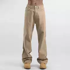Spring Fall American Retro Khaki Casual Cargo Washed Pants Men Loose Straight Jeans Carhartt
