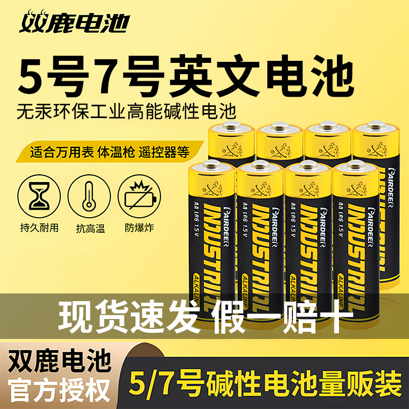 双鹿电池英文版外贸专用高能量碱性电池5号电池指纹电子锁7号电池