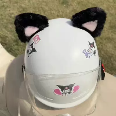 Helmet Decoration Cat Ears Motosiklet dəbilqələri - a-pair-of-cute-cat-black-pink-ears