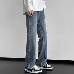 春と秋の新型マイクロラップジーンズの男性タイプのinsファッションブランドのゆったりとしたストレートストレートの高級感があります。