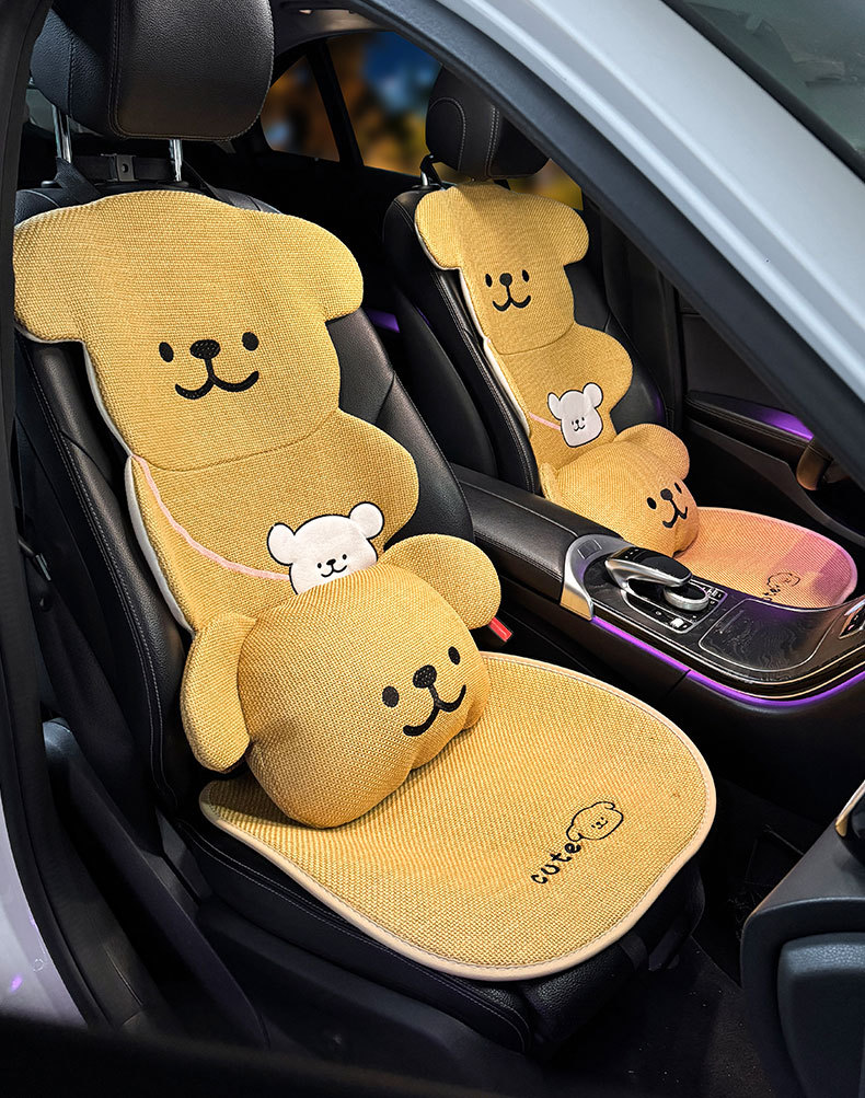 Car Seat Cushion for All Seasons, Cartoon Cute Bear, High-End Feel, Rear Seat Cushion, Single Piece, Driver's Seat Cover
