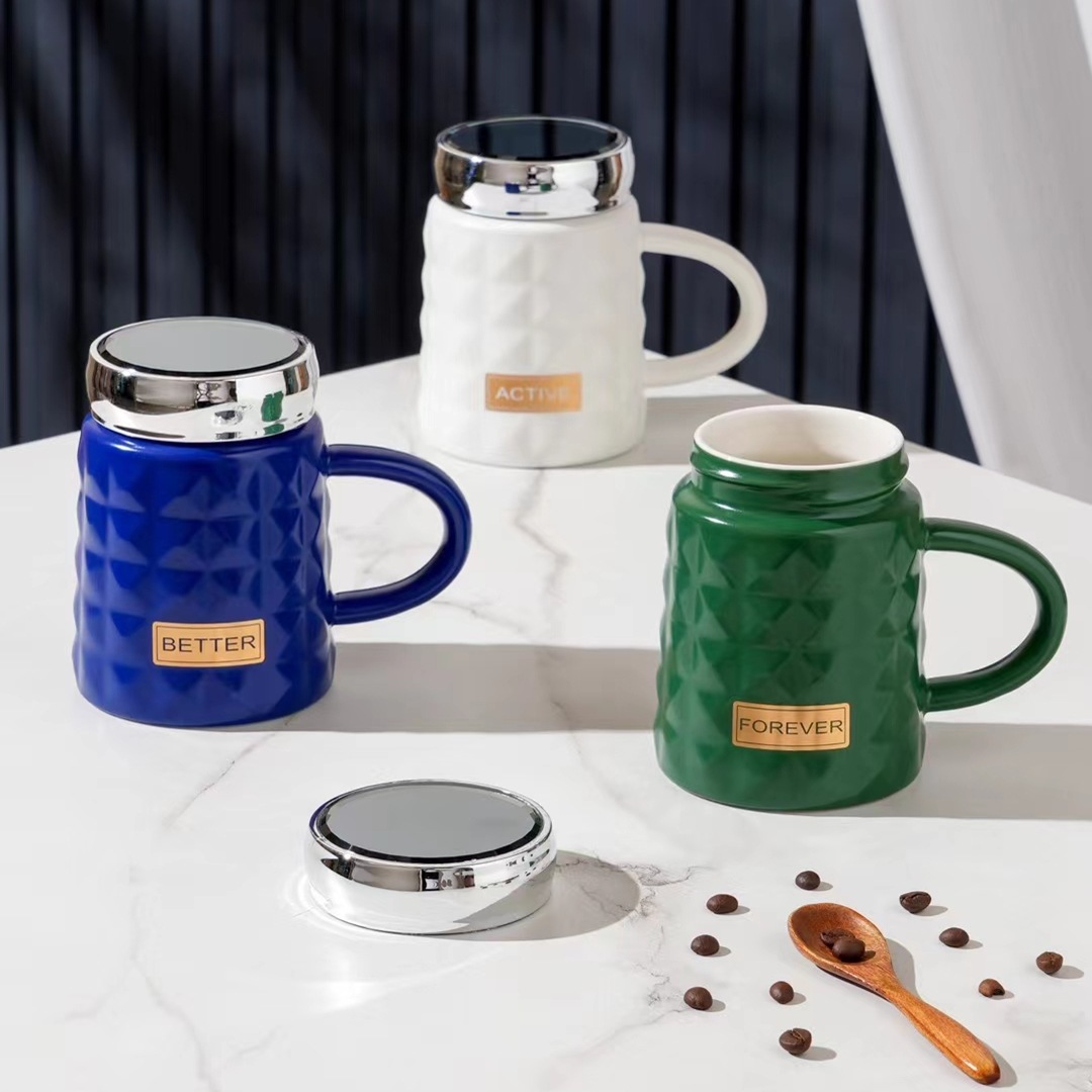 Qixi par de la taza caja de regalo de alta apariencia de lujo de oficina taza de beber Klein azul simple taza de café