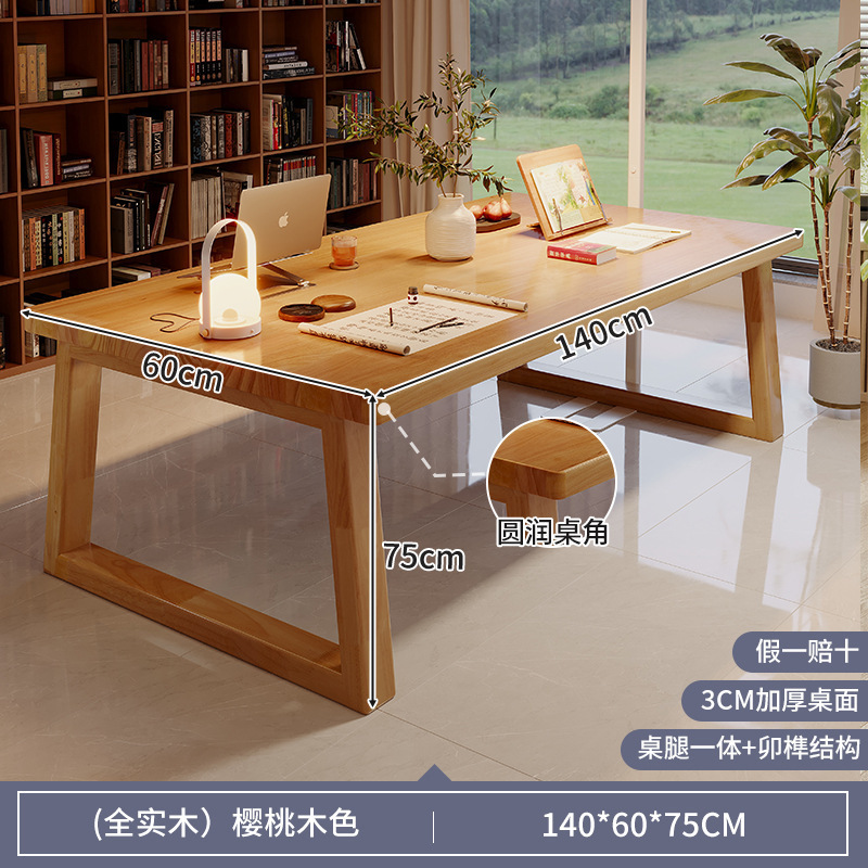 Escritorio para dos estudiantes Escritorio para computadora en casa Escritorio de estudio de patas de madera maciza Escritorio simple Escritorio largo Banco de trabajo grande