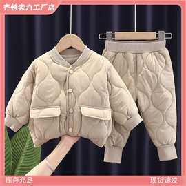 男女儿童秋冬套装加厚中小童宝宝棉服袄保暖防风长袖宽松版两潮流