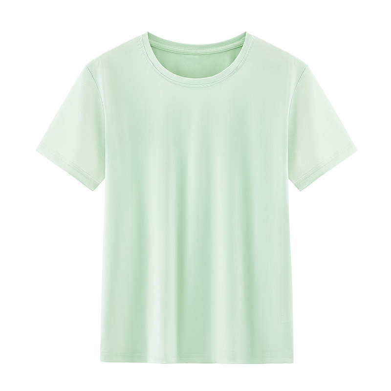 通気性と涼しさを備えたシームレスなアイスシルク速乾性Tシャツレディースラウンドネックルーズ通気性速乾性ビジネスカジュアルTシャツ|undefined