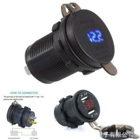 Автомобильный/мотоциклетный модуль для доработки, 12–24В, двойной USB, цифровой вольтметр с мониторингом, 4.2A USB зарядка