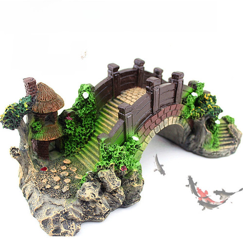 Direct factory supply aquarium landscape decoration bridge resin ornament hiding house turtle basking platform climbing platform aquarium decoration arch bridge