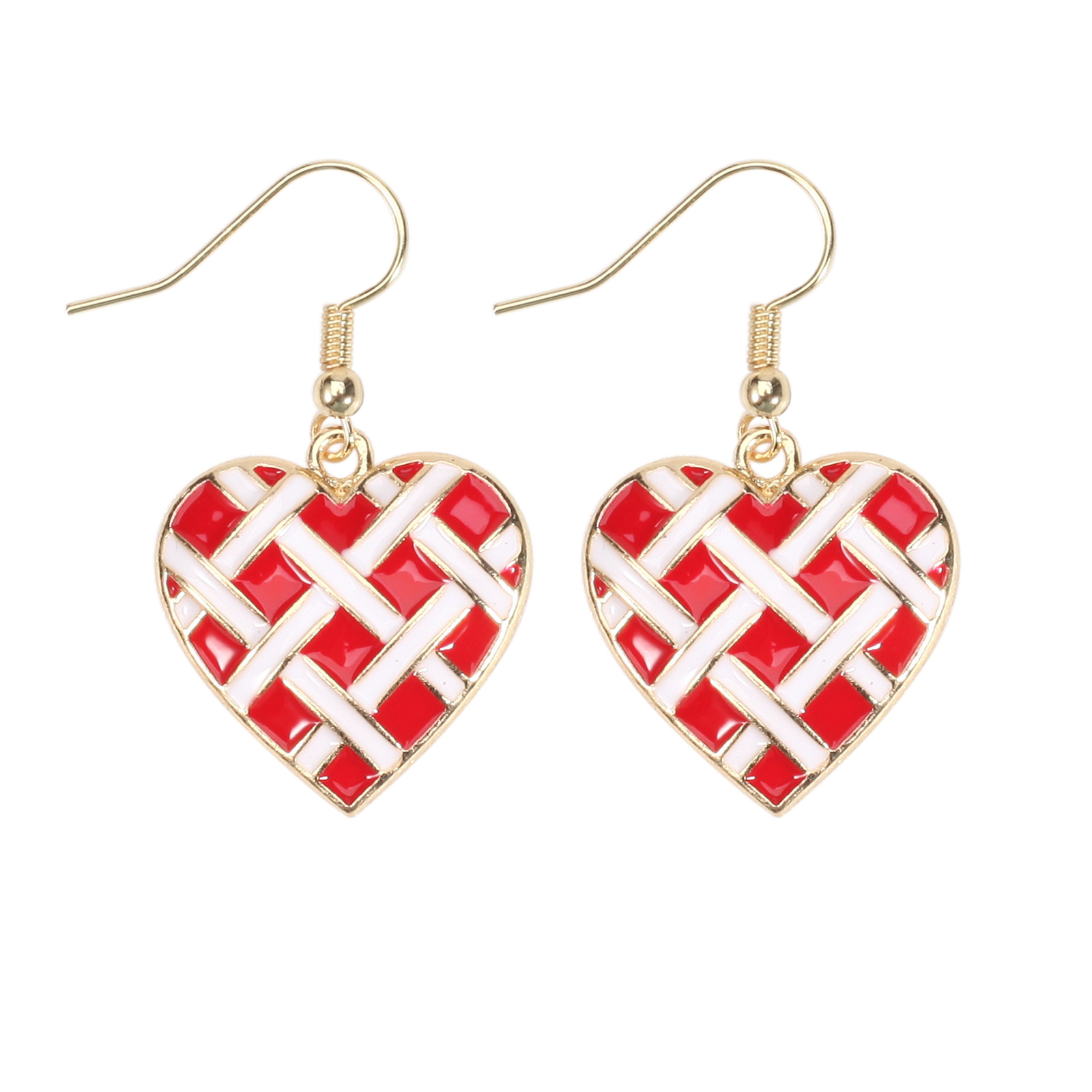 18g Weight Copper Ear Needle Material Rhinestones, Pearl Inlay Material Drop Earrings Classification 1 Pair Quantity Holiday, Daily Occasion Alloy Material Heart Shape Pattern Women's Gender Enamel, Inlay Design IG Style, Sweet Style 1 Pair IG Style Sweet Heart Shape Enamel Inlay Alloy Rhinestones Pearl Drop Earrings 8