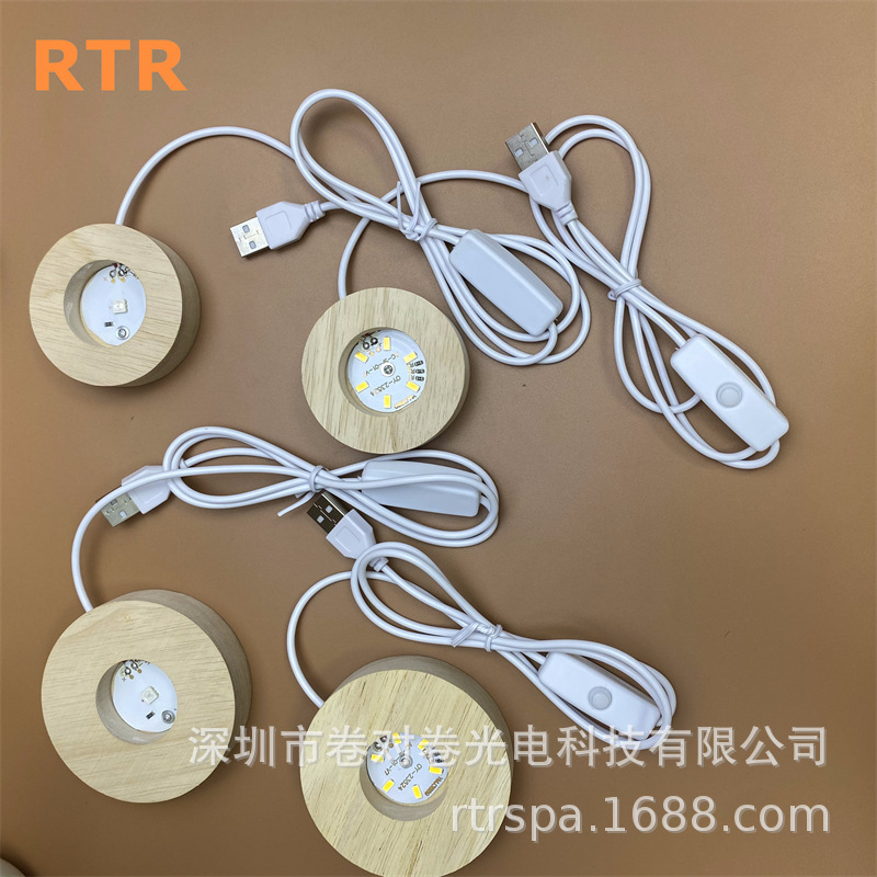 LED-Lampenemitter DIY Steckerlampe Nachtlicht Kristallkugel Duftlampe Parfümzerstäuber Marktstandleuchte Flohmarktleuchte runde Leuchte Echtholz leuchtender Sockel