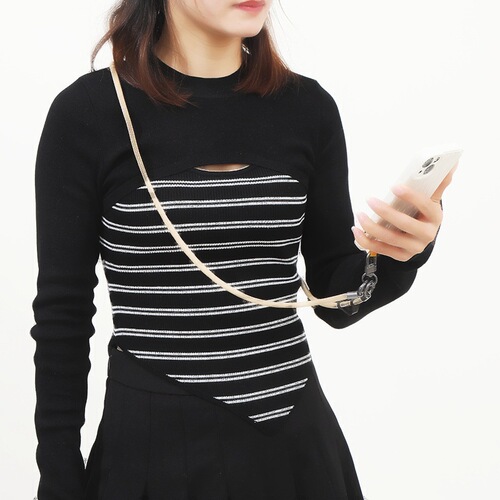 Yi Lian's new leather mobile phone lanyard anti-lost crossbody wearable halter neck strong and durable strap rope men's and women's pendant