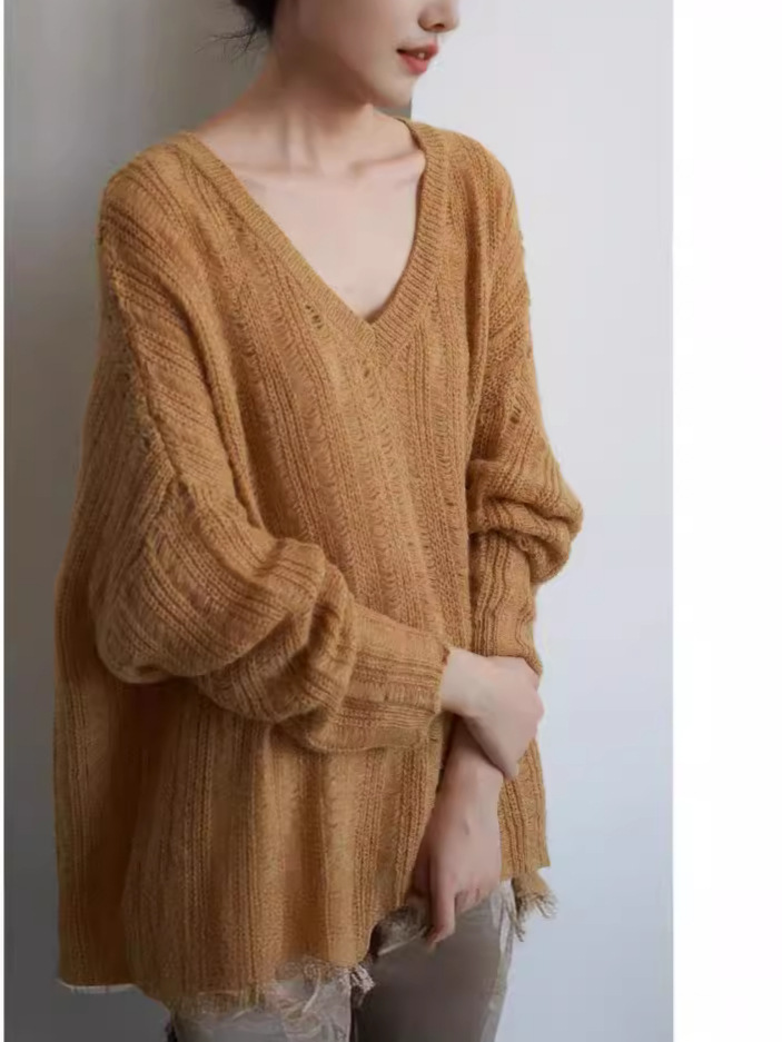 Blusa de Punto Calado con Agujeros para Mujer de Poliéster