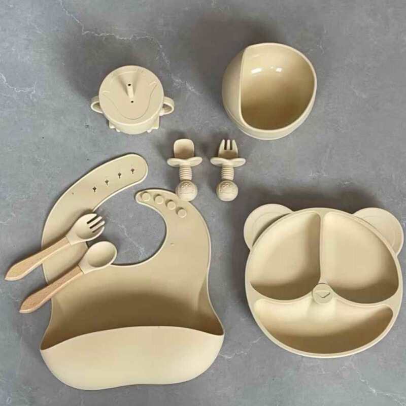 ベビー用品 シリコン製食器 ベビー用補助食器 子供用食器 ベビー食器セット 子供用品 8点セット|undefined