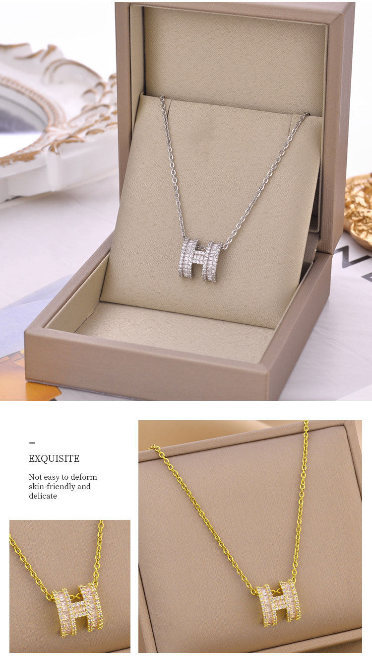 Fashion Letter Titanium Steel Plating Inlay Rhinestones Necklace 1 Piece