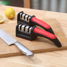 带手柄摆地摊防滑石厨房家用红黑磨刀棒三段多功能金刚石磨刀器