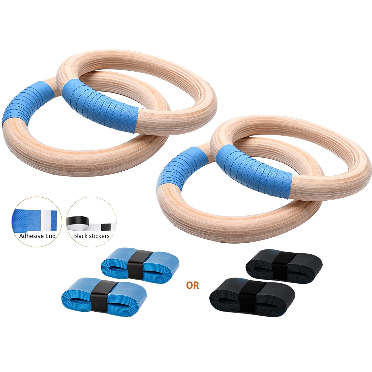 Birch Wood Rings Indoor Gymnastics Fitness Core Pull-Up Hanging Training Solid Wood Set Multi-Functional