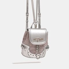 Millennium Hot Girl Crocodile Pattern Small Backpack 2023 Winter New Arrival Unique Mist Pink Double Shoulder Bag Commute Crossbody Bag