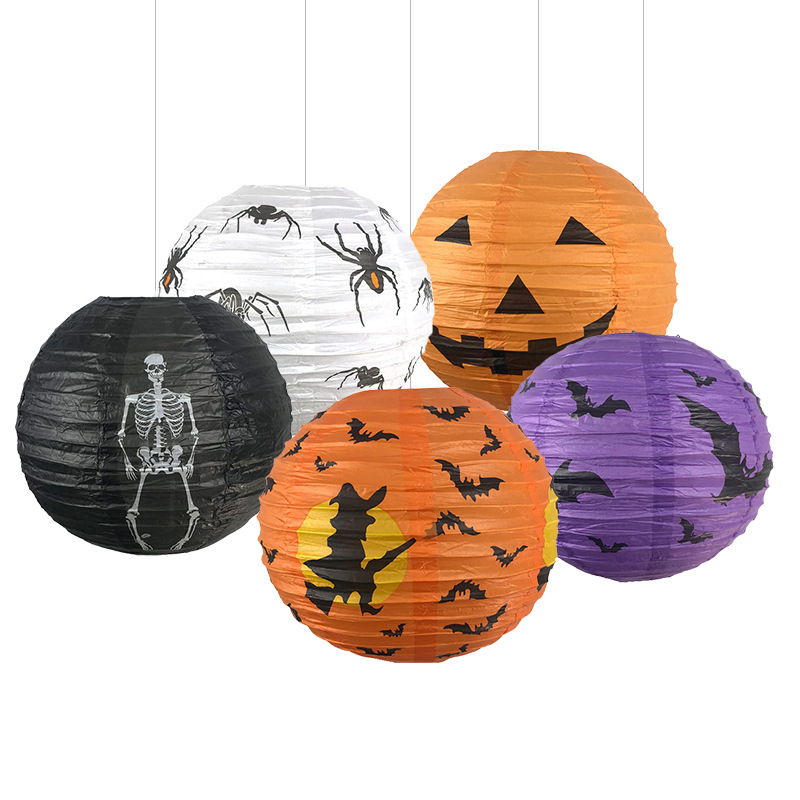 Cross-border Halloween pumpkin paper lantern horror party decoration…