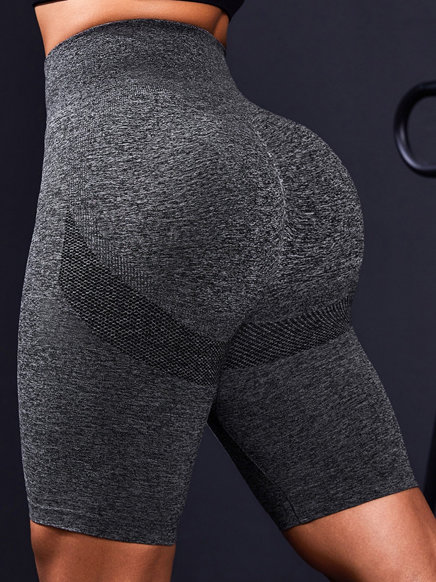 Women's Sports Yoga Seamless Tight Shorts - Grey 5