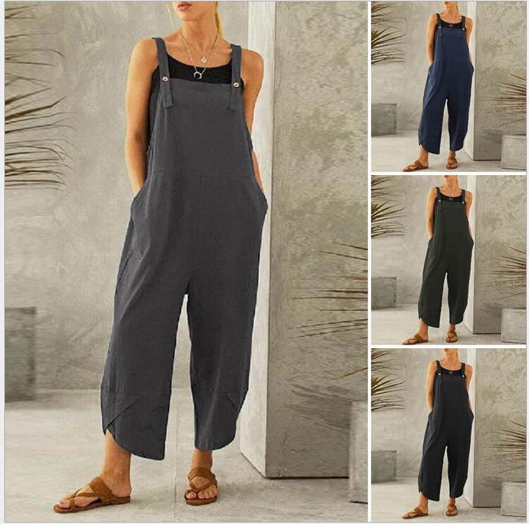 2023 Amazon eBay AliExpress wish European and American Women's Solid Color Casual Cropped Overalls 2023 Amazon eBay AliExpress wish European and American Women's Solid Color Casual Cropped Overalls