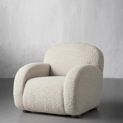 Italian Minimalist Wabi-Sabi Lamb Wool Single Sofa Chair Nordic Modern Designer Lazy Swivel Retro Chair