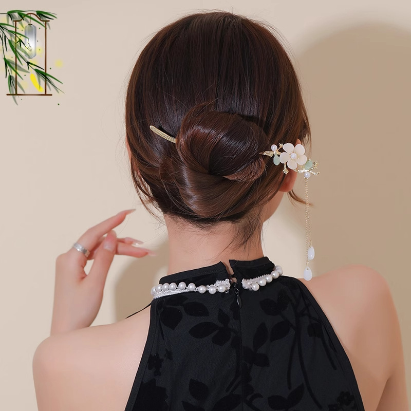 Nuevo estilo chino de madera pinzas de cabello para mujeres estilo antiguo chino cheongsam pinzas de cabello accesorios pinzas de cabello simple tocado moderno accesorios para el cabello