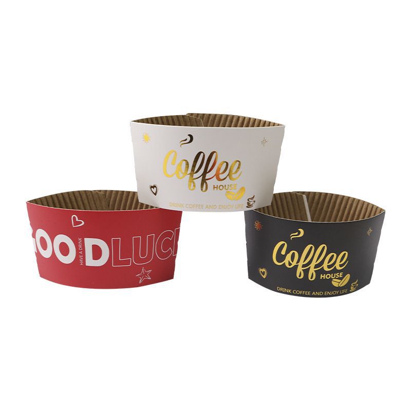 일회용 커피 우유 차 종이컵 절연 컵 커버 로고 COWHIDE 골판지 컵 커버 쉽게 포장 컵 커버