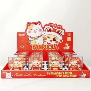 2寸太阳能招财猫招财财神带展示盒店面展示光能招手点头烘培饰品